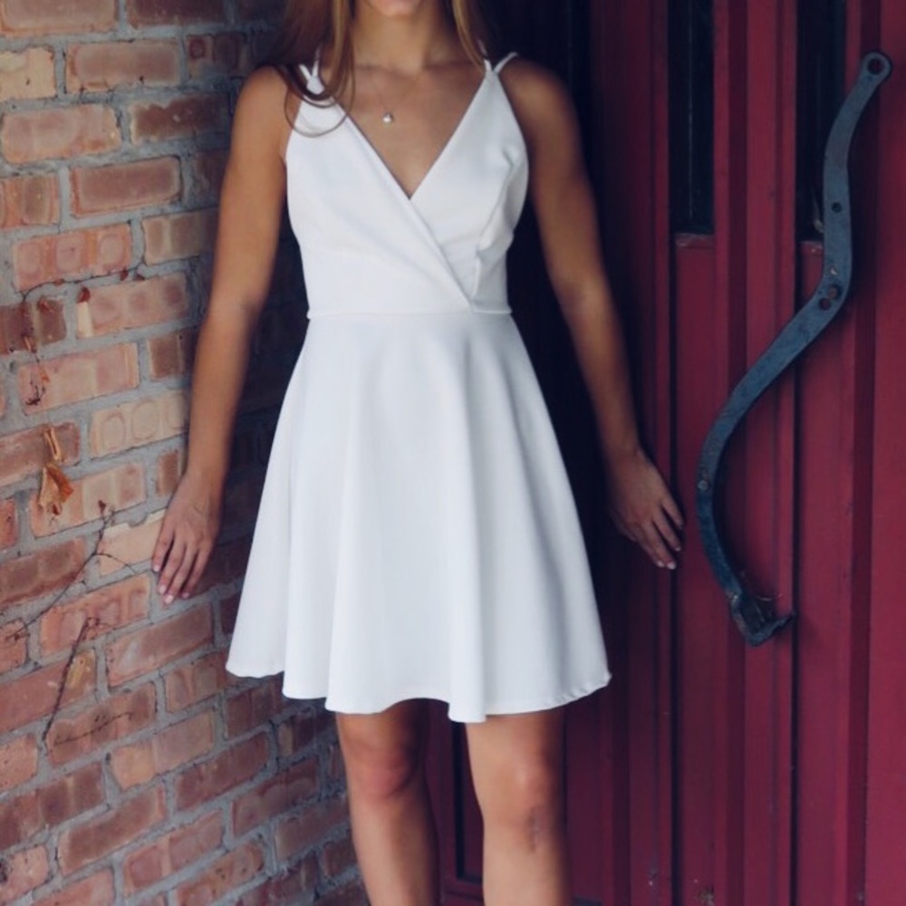 White strappy back skater dress